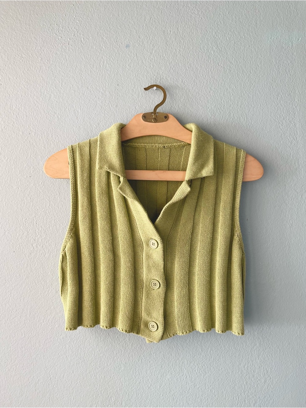 🌱5/$25🌱 Forever 21 | Lime Green Thick Knitted Ribbed Crop Sweater Vest Tank Top